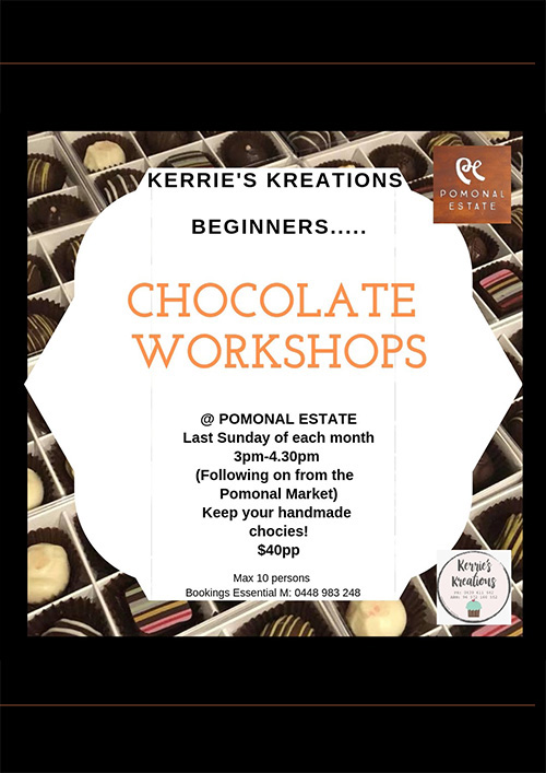 Poster: Chocolate Workshops at Pomonal Estate Winery and Accommodation