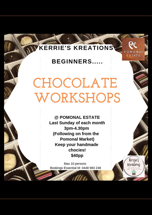 Poster: Chocolate Workshops at Pomonal Estate Winery and Accommodation