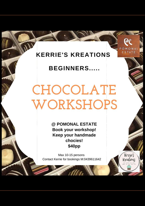 Poster: Chocolate Workshops at Pomonal Estate Winery and Accommodation