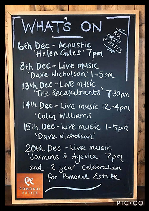 Pomonal Estate December gigs poster